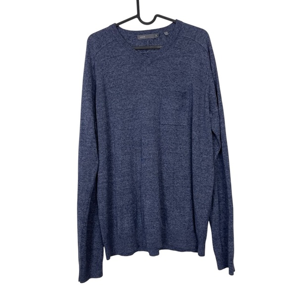 Vince Men’s Linen Blend V-Neck Chest Pocket Long Sleeve Sweater Size XLarge - Picture 4 of 7